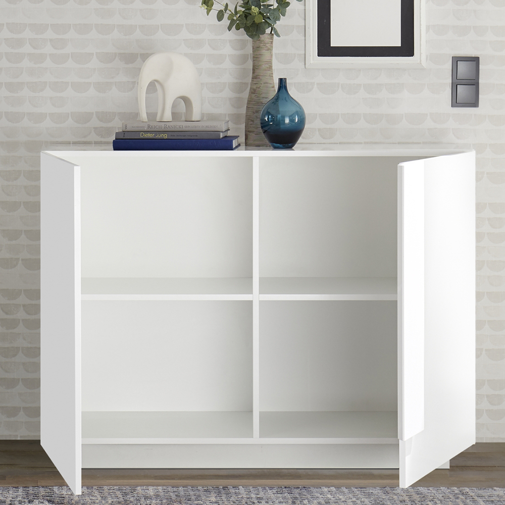 Jining High Gloss Sideboard With 2 Doors In White