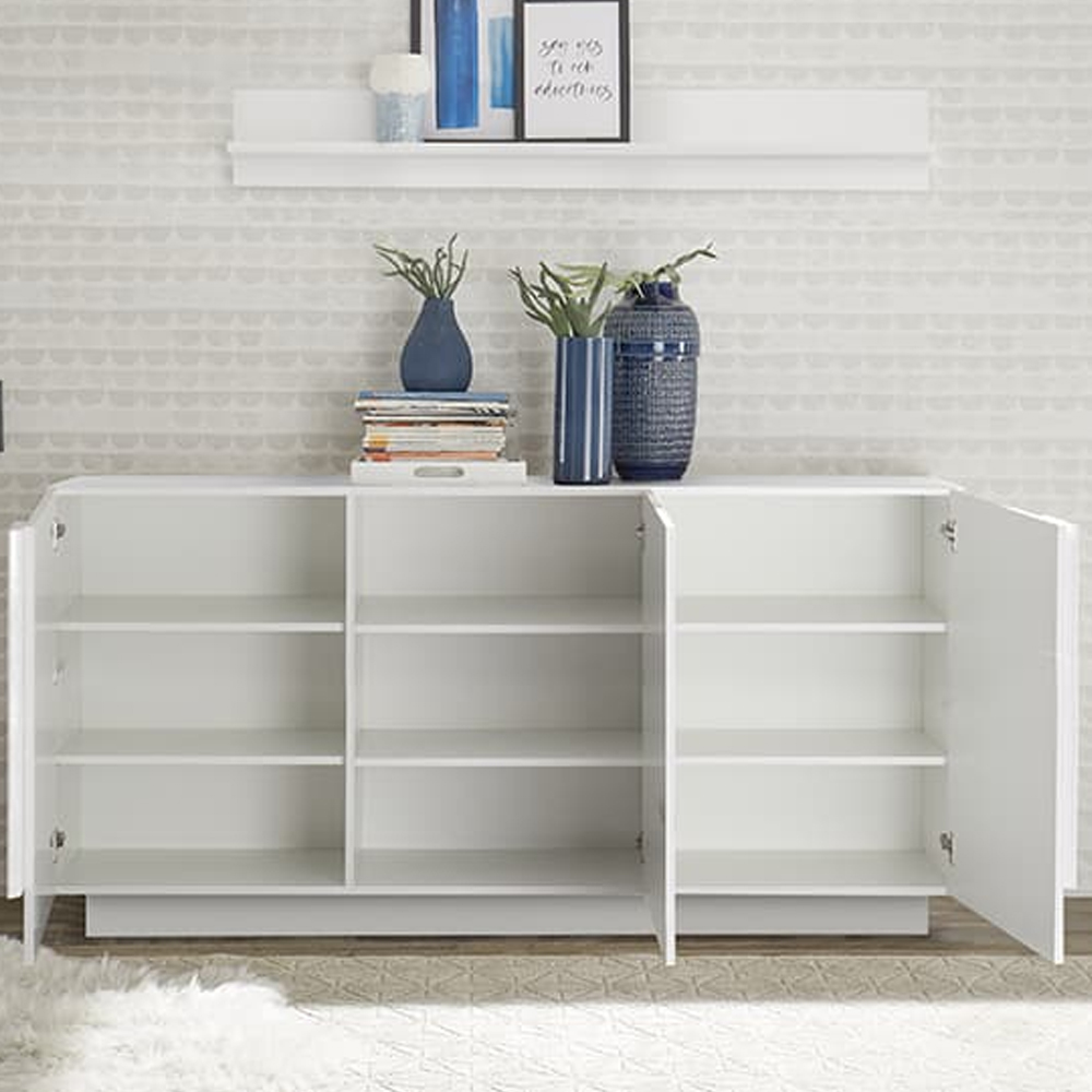 Jining High Gloss Sideboard With 3 Doors In White