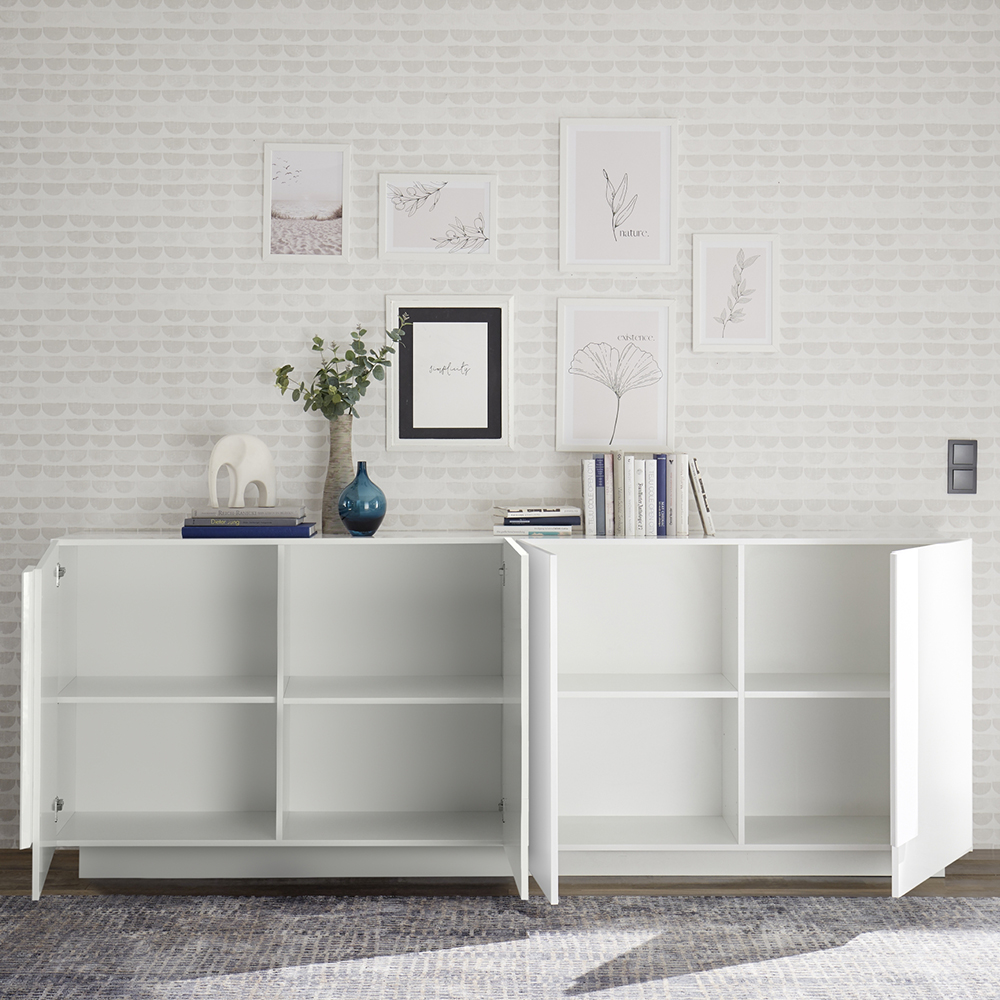 Jining High Gloss Sideboard With 4 Doors In White