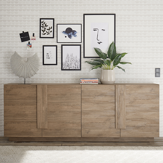 Jining Wooden Sideboard With 4 Doors In Oak thumbnail