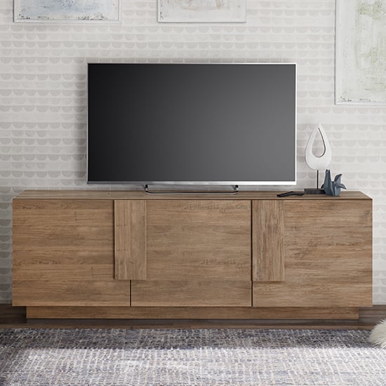 Product photograph of Jining Wooden Tv Stand With 3 Doors In Oak from Furniture in Fashion