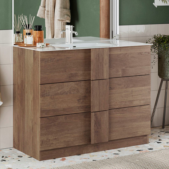 Read more about Jining wooden 60cm floor vanity unit and 3 drawers in mercury