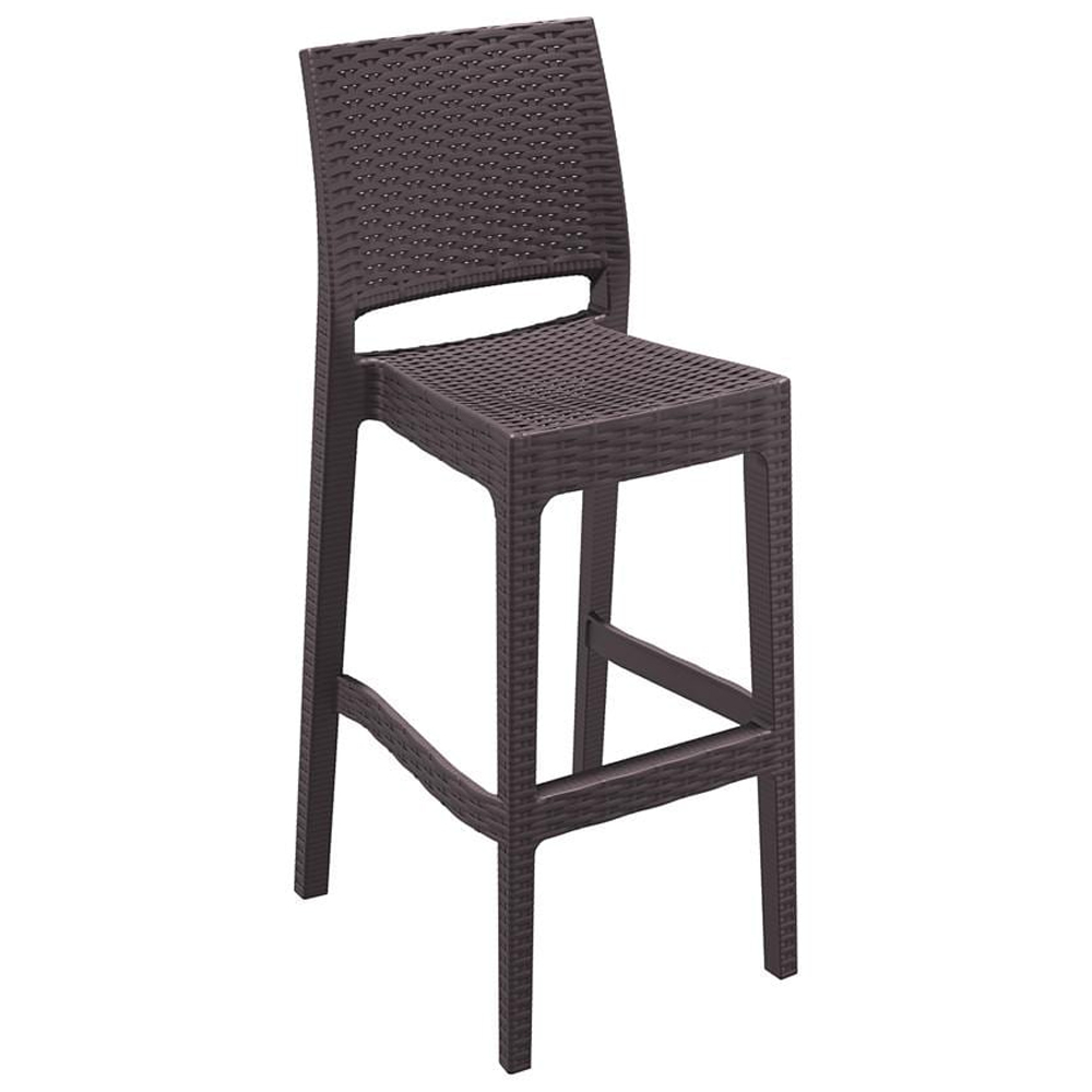 Jirova Brown Wicker Weave Bar Chairs in Pair