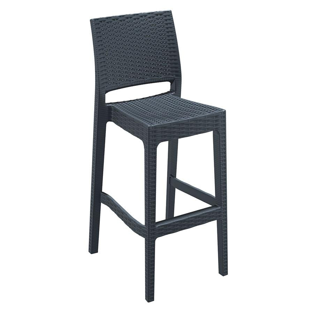 Jirova Dark Grey Wicker Weave Bar Chairs in Pair
