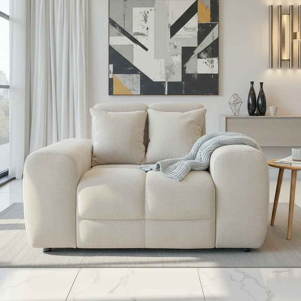 Jisaro Fabric 1 Seater Sofa in Natural