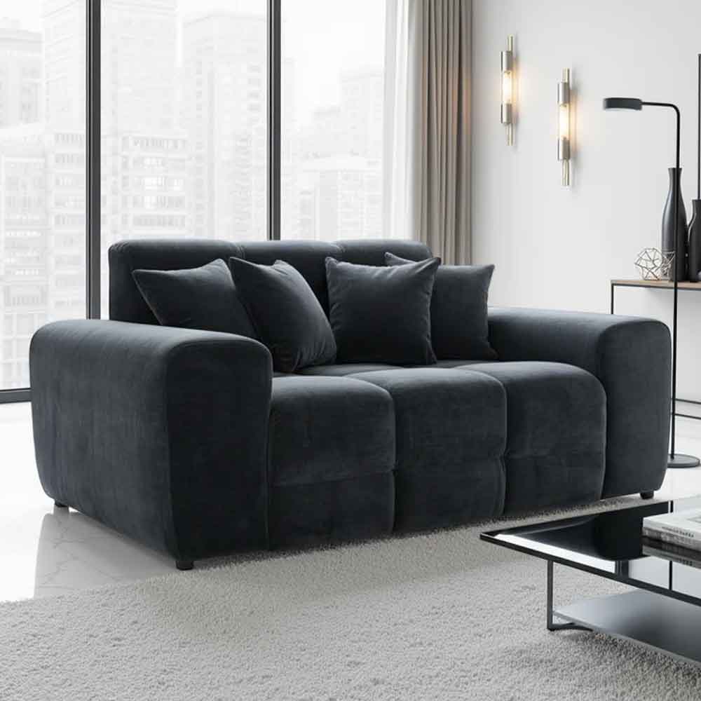 Jisaro Fabric 2 Seater Sofa in Black