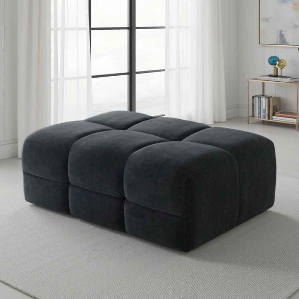 Jisaro Fabric Footstool in Black
