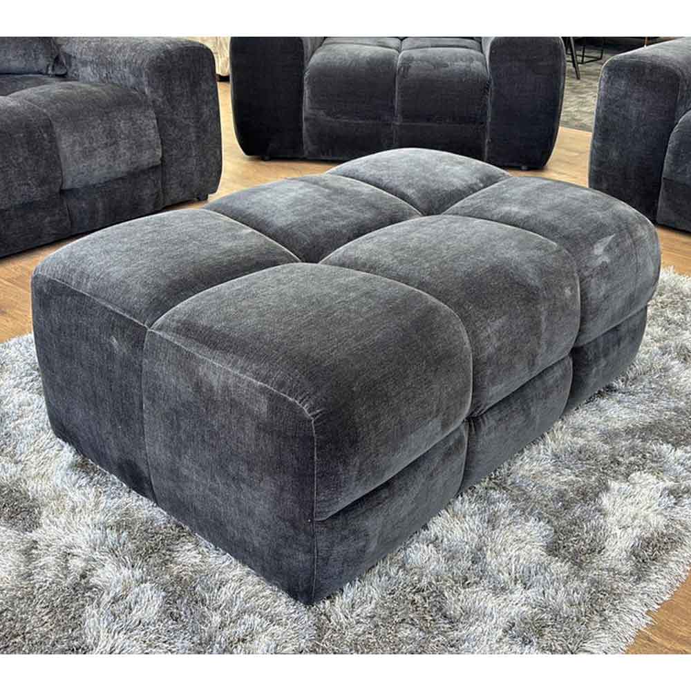 Jisaro Fabric Footstool in Black