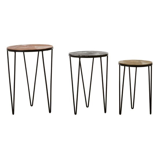 Photo of Jishui metal set of 3 side tables with black base in assorted