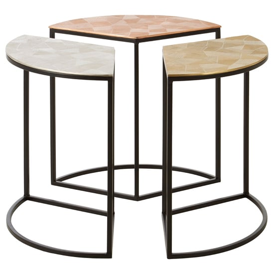 Photo of Jishui metal set of 3 side tables with black frame in assorted