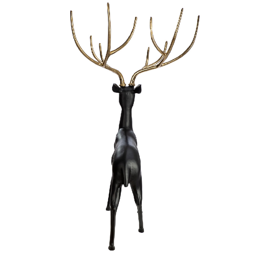 Jisora Aluminum Deer Sculpture in Black and Gold