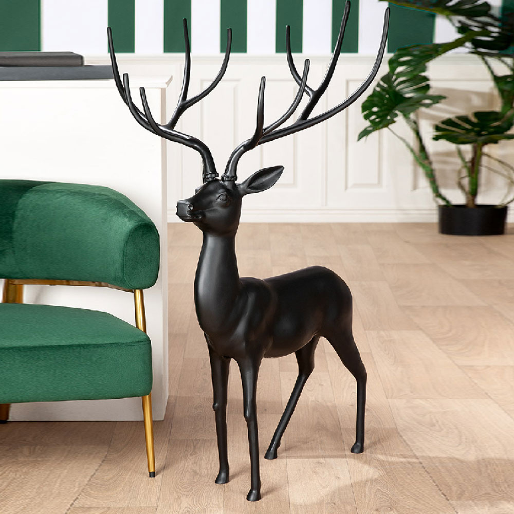 Jisora Aluminum Deer Sculpture in Black