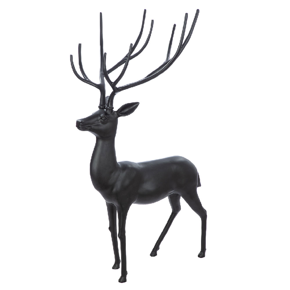 Jisora Aluminum Deer Sculpture in Black