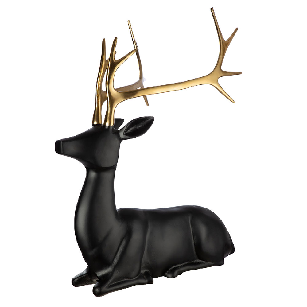 Jisora Aluminum Deer Seating Sculpture in Black and Gold