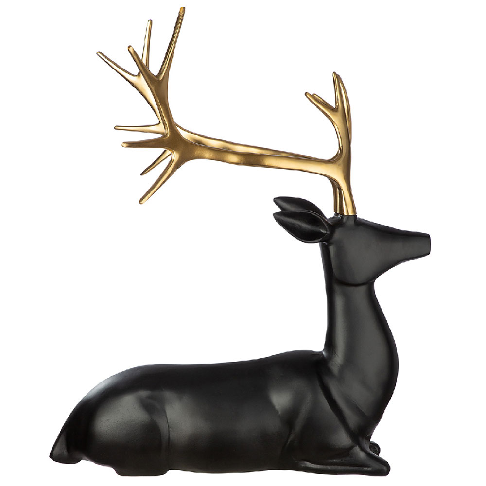 Jisora Aluminum Deer Seating Sculpture in Black and Gold
