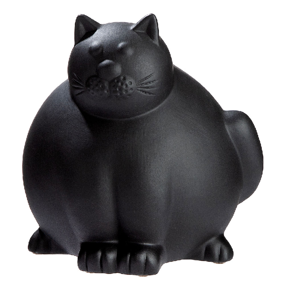 Jisora Ceramic Fat Cat Sculpture in Black