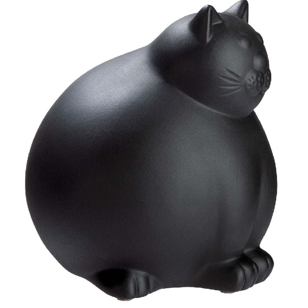 Jisora Ceramic Fat Cat Sculpture in Black