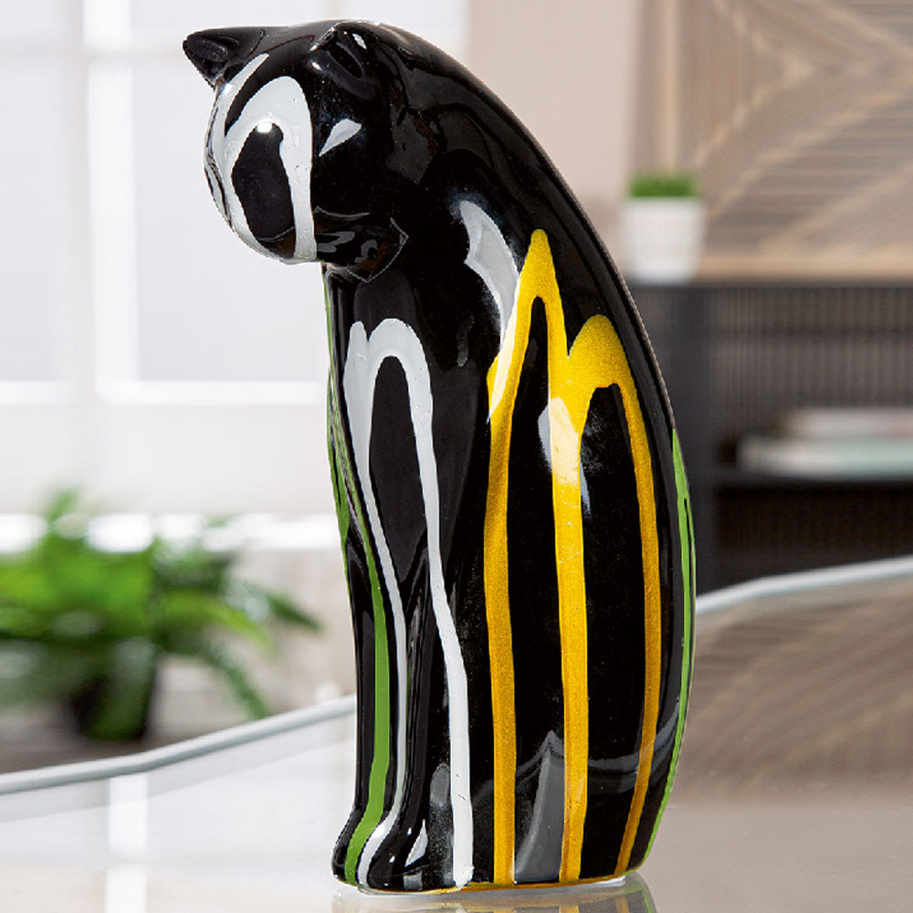 Jisora Ceramic Mother and Daughter Cat Sculpture in Multicolour