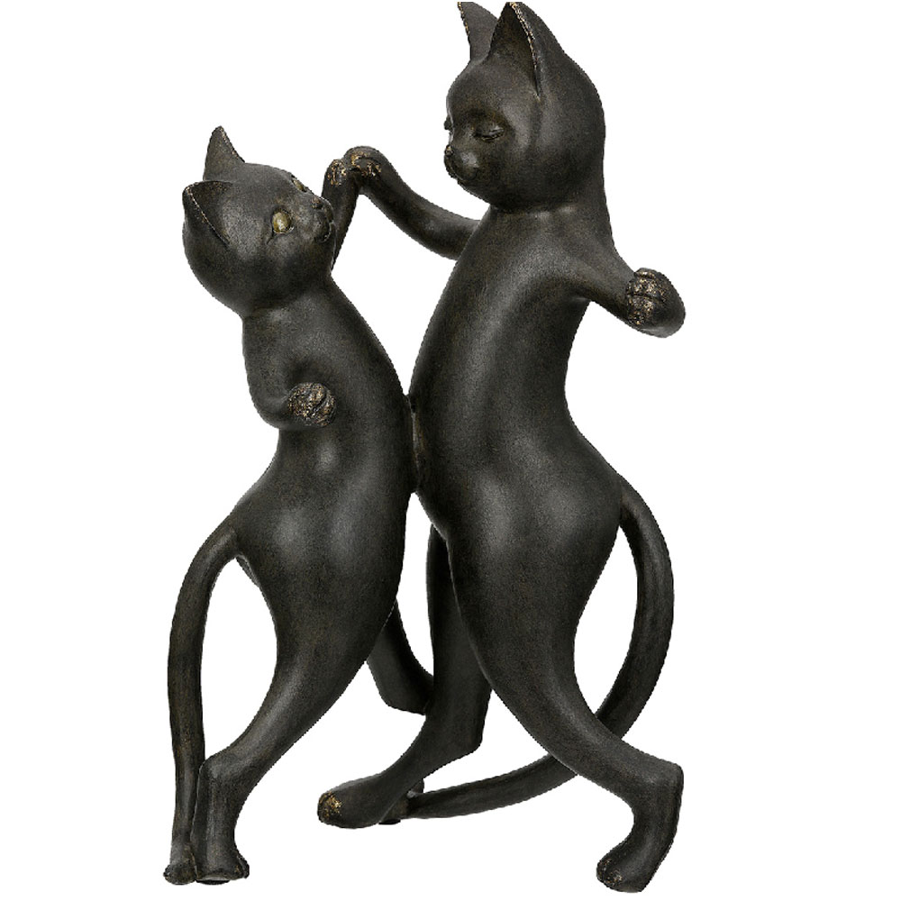Jisora Synthetic Resin 2 Cat Dancing Sculpture in Black
