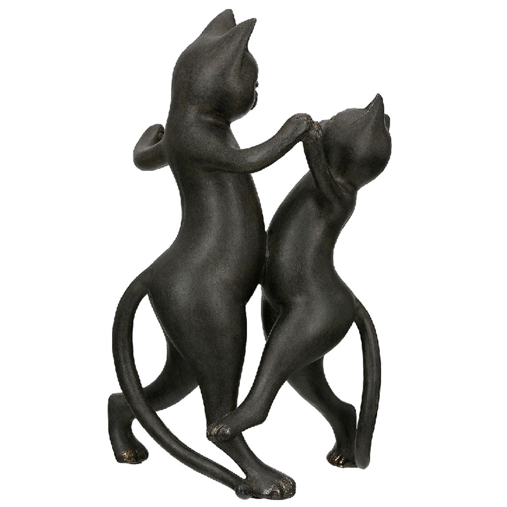 Jisora Synthetic Resin 2 Cat Dancing Sculpture in Black