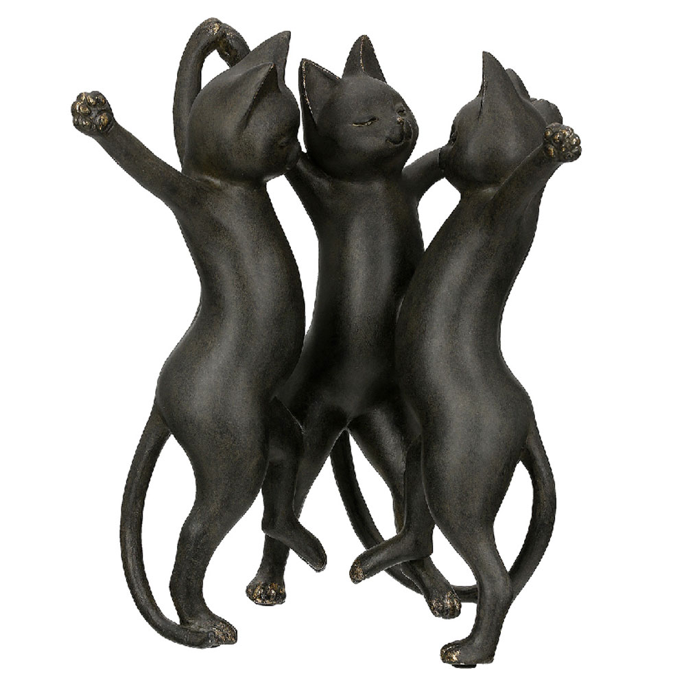Jisora Synthetic Resin 3 Cat Dancing Sculpture in Black