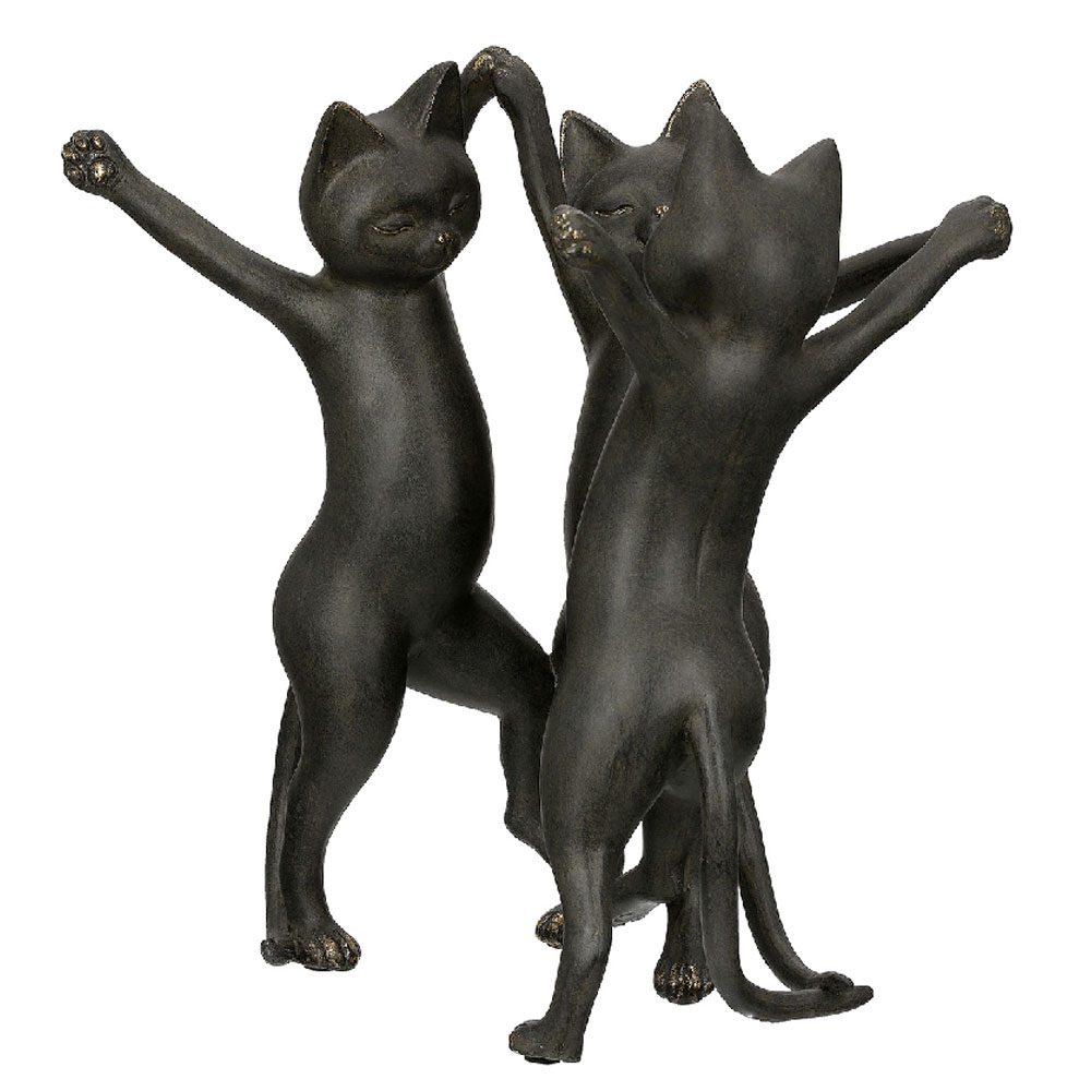 Jisora Synthetic Resin 3 Cat Dancing Sculpture in Black