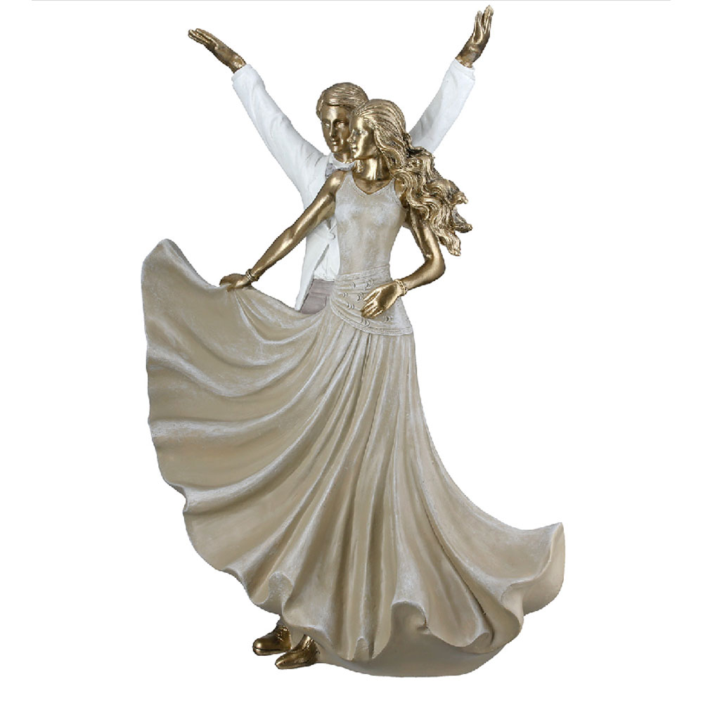 Jisora Synthetic resin Couple Dancing Sculpture in Gold and White