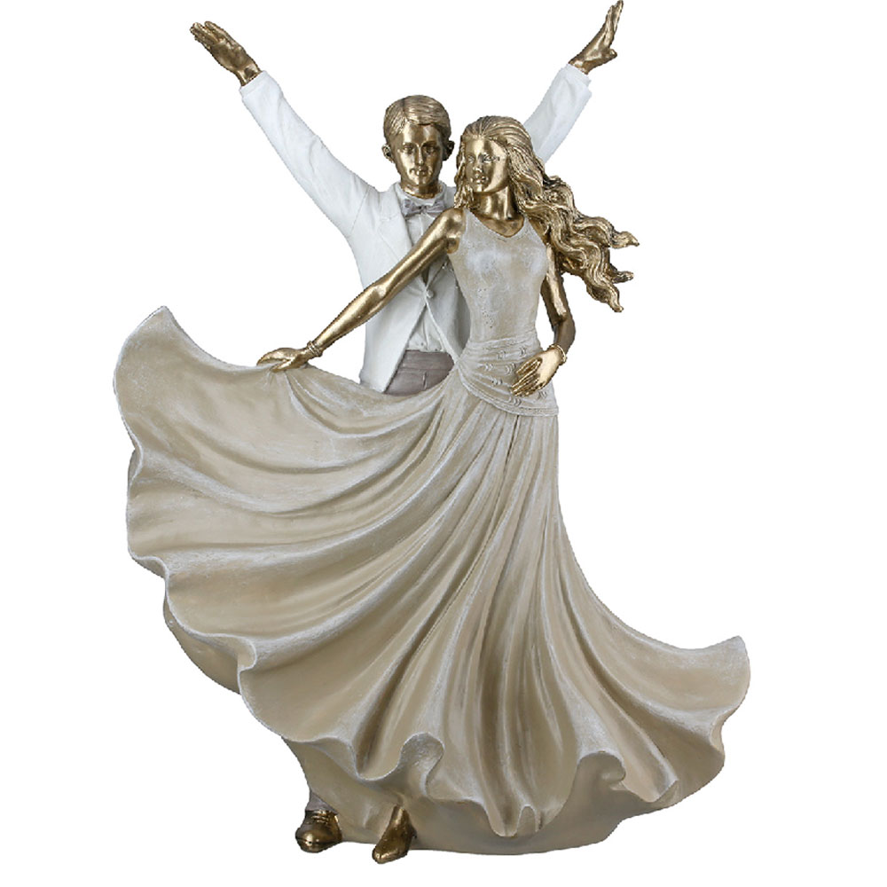 Jisora Synthetic resin Couple Dancing Sculpture in Gold and White