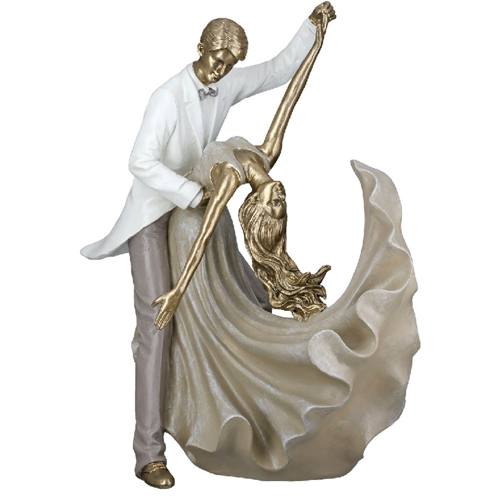 Jisora Synthetic resin Couple Holding Sculpture in Gold and White