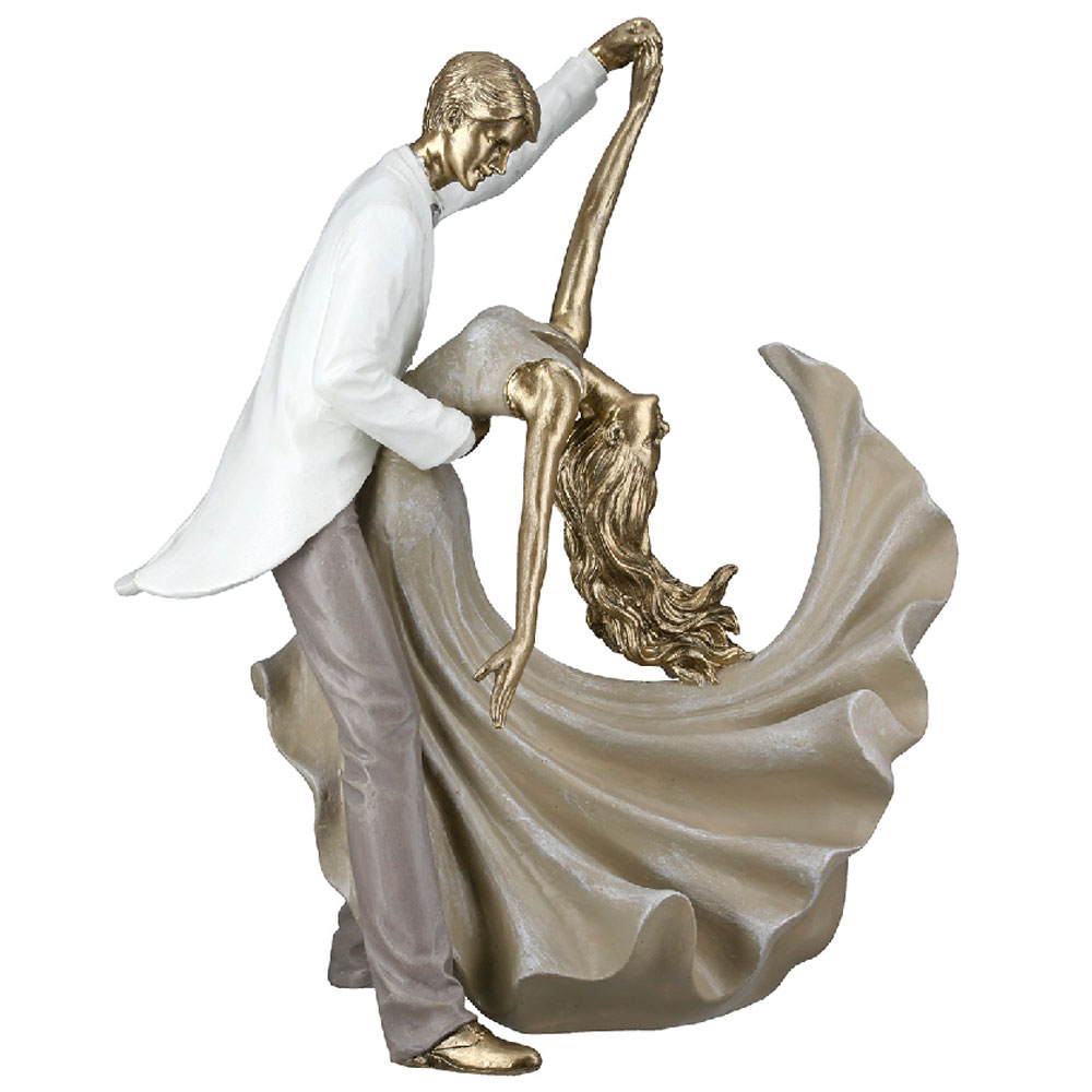 Jisora Synthetic resin Couple Holding Sculpture in Gold and White