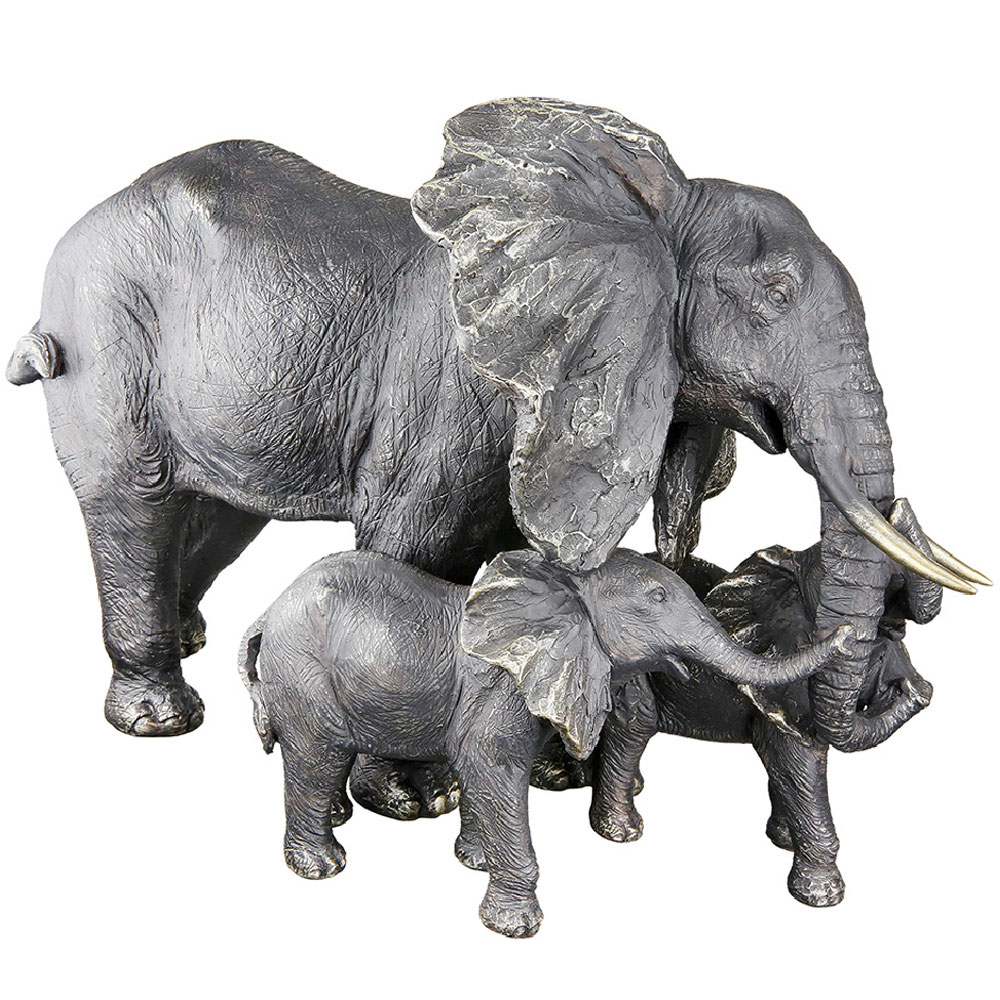 Jisora Synthetic resin Family Elephant Sculpture in Black