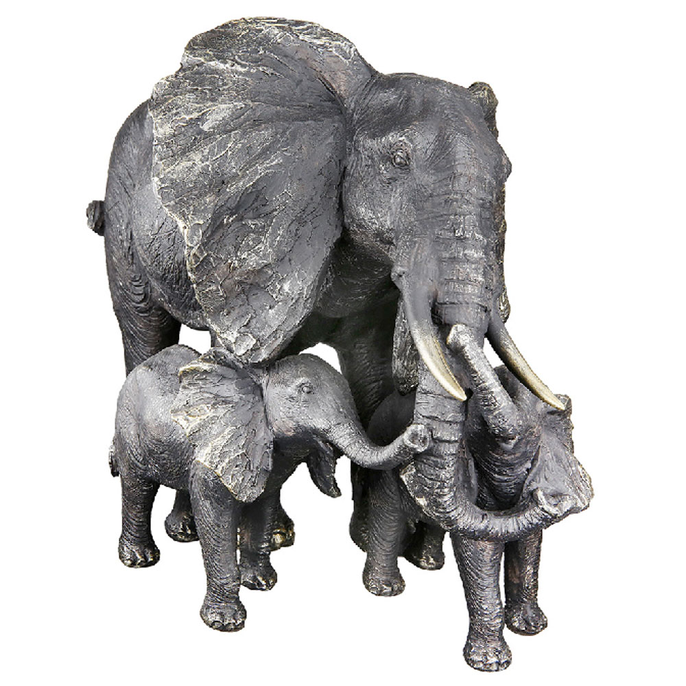 Jisora Synthetic resin Family Elephant Sculpture in Black