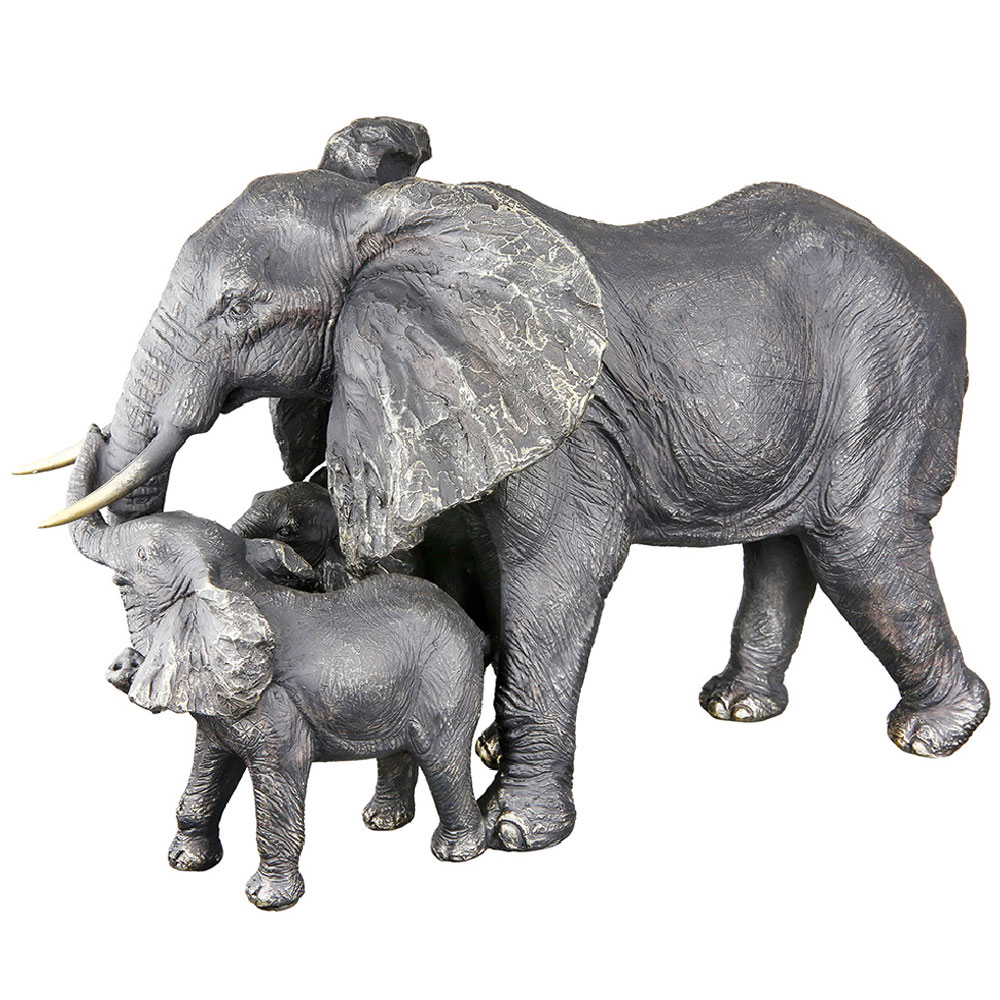 Jisora Synthetic resin Family Elephant Sculpture in Black