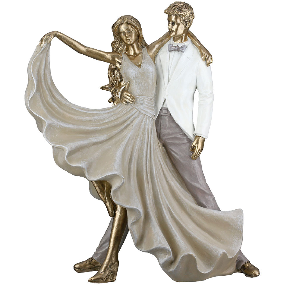 Jisora Synthetic resin Wedding Couple Sculpture in Gold and White