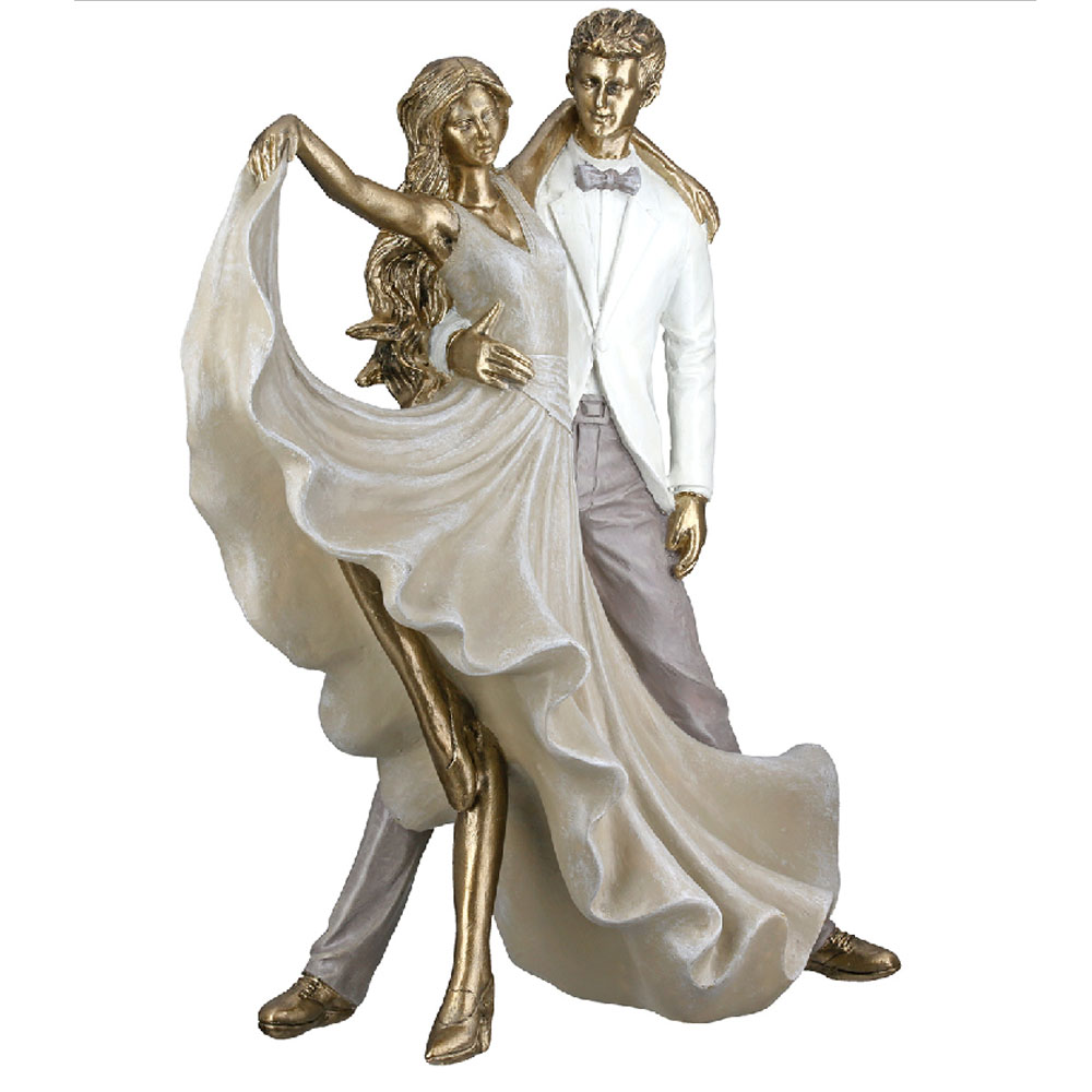 Jisora Synthetic resin Wedding Couple Sculpture in Gold and White