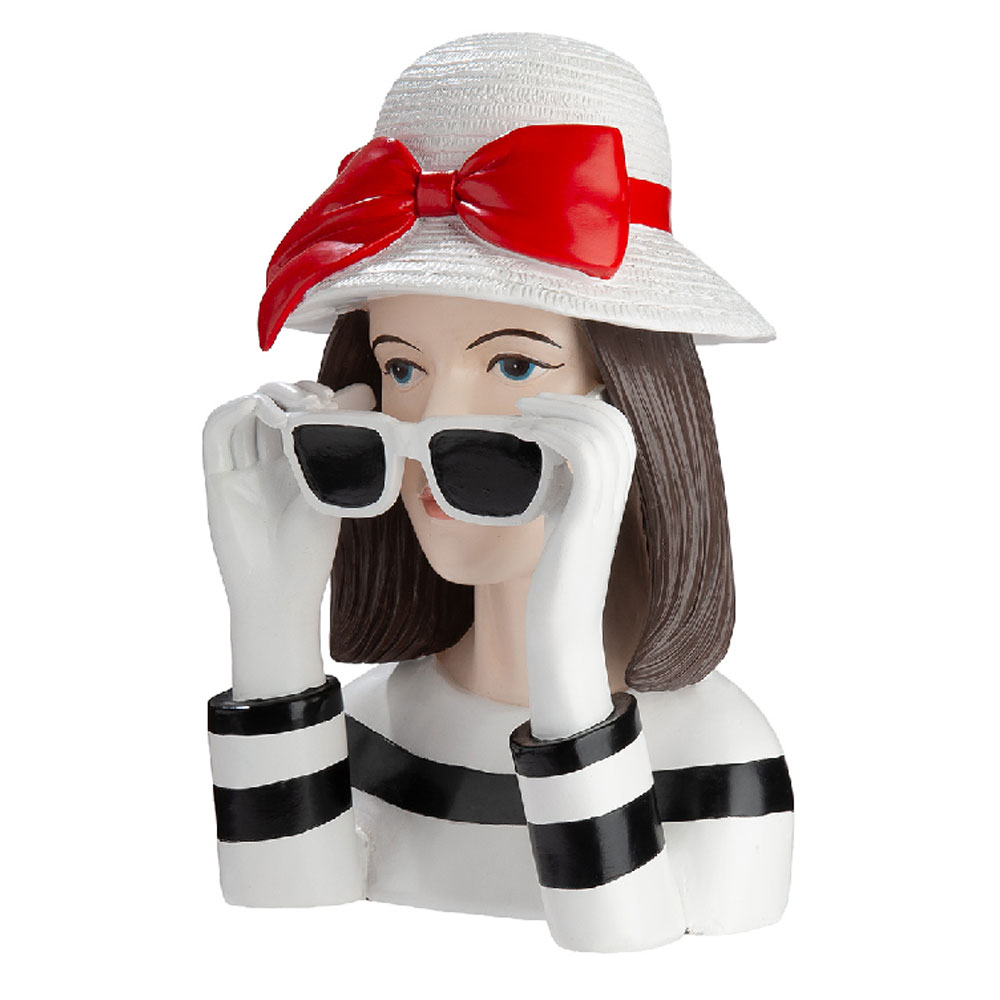 Jisora Synthetic resin woman with Spaces Sculpture in Black and White