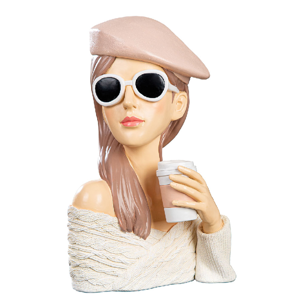 Jisora Synthetic resin Women with Glass Sculpture in White and Pink