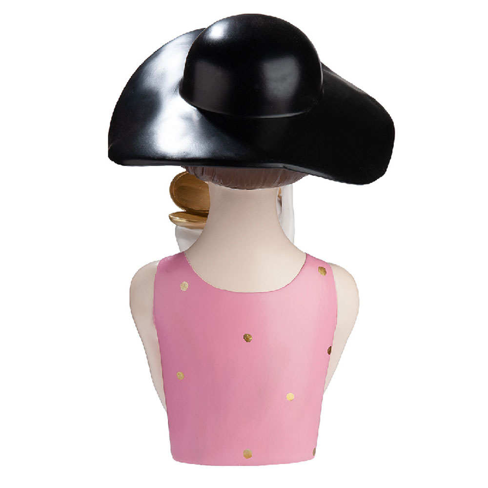 Jisora Synthetic resin Women with Lipstick Sculpture in White and Pink