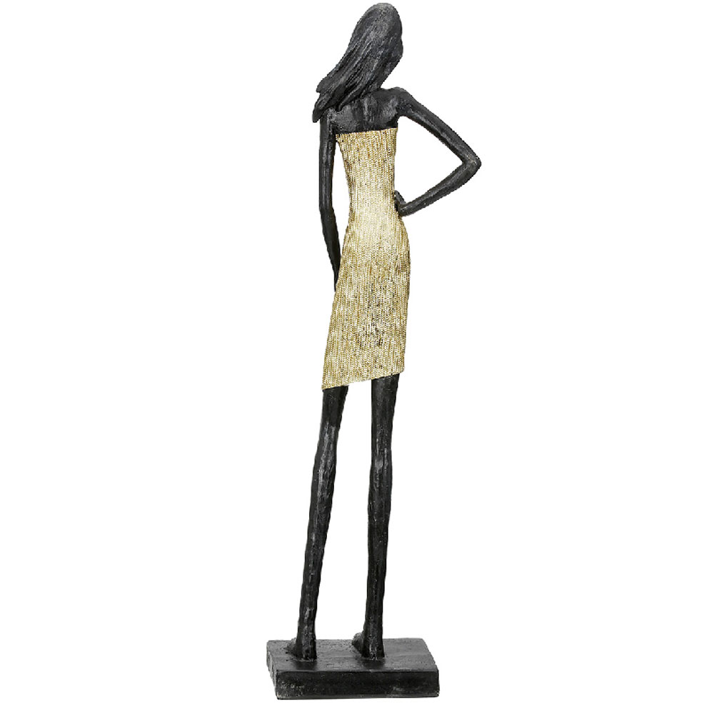 Jisora Synthetic Resin Women Posing Sculpture in Black and Gold