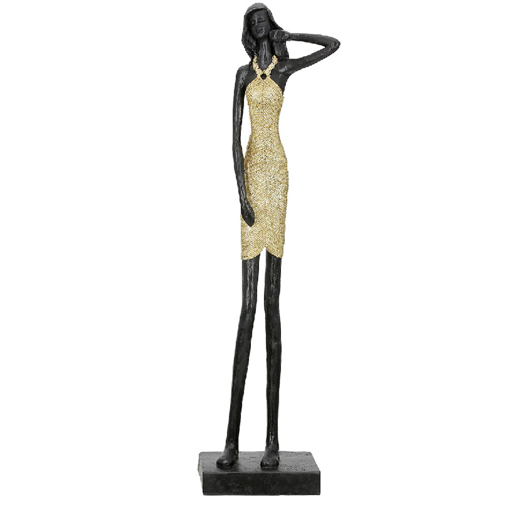 Jisora Synthetic Resin Women Sculpture in Black and Gold