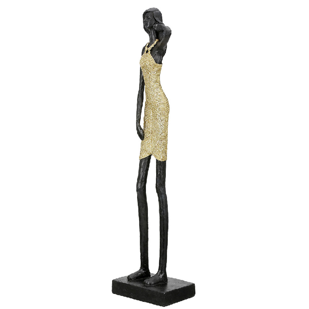 Jisora Synthetic Resin Women Sculpture in Black and Gold