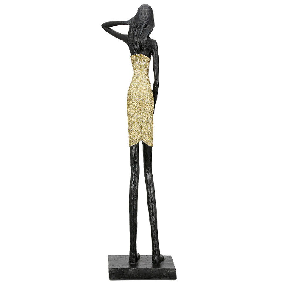 Jisora Synthetic Resin Women Sculpture in Black and Gold