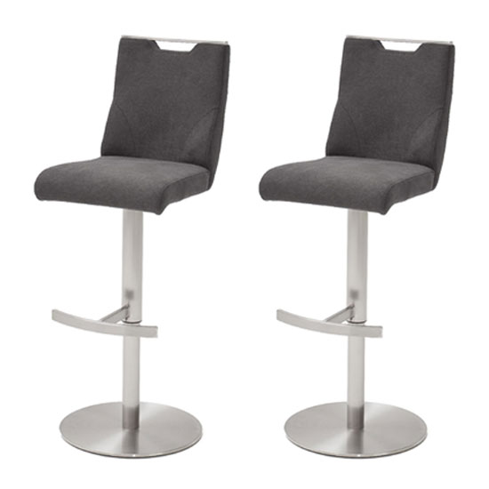 Read more about Jiulia anthracite fabric bar stool with steel base in pair