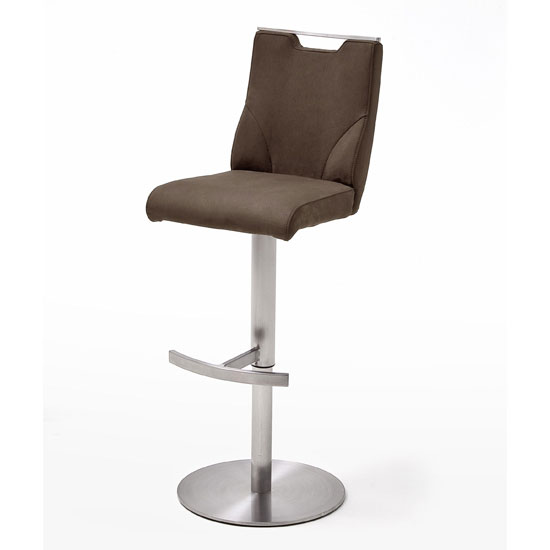 Read more about Jiulia bar stool in brown with stainless steel base