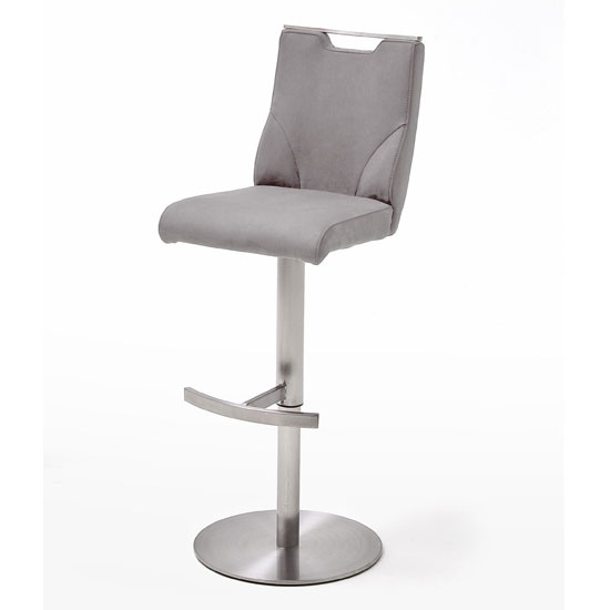 Read more about Jiulia bar stool in ice grey with stainless steel base