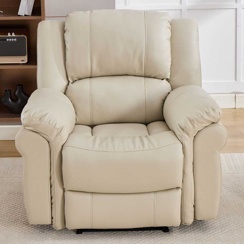 Jivaro Plush PU Electric Recliner 1 Seater Sofa in Stone