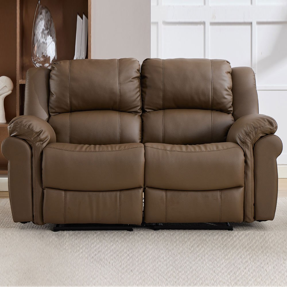 Jivaro Plush PU Electric Recliner 2 Seater Sofa in Dark Truffle