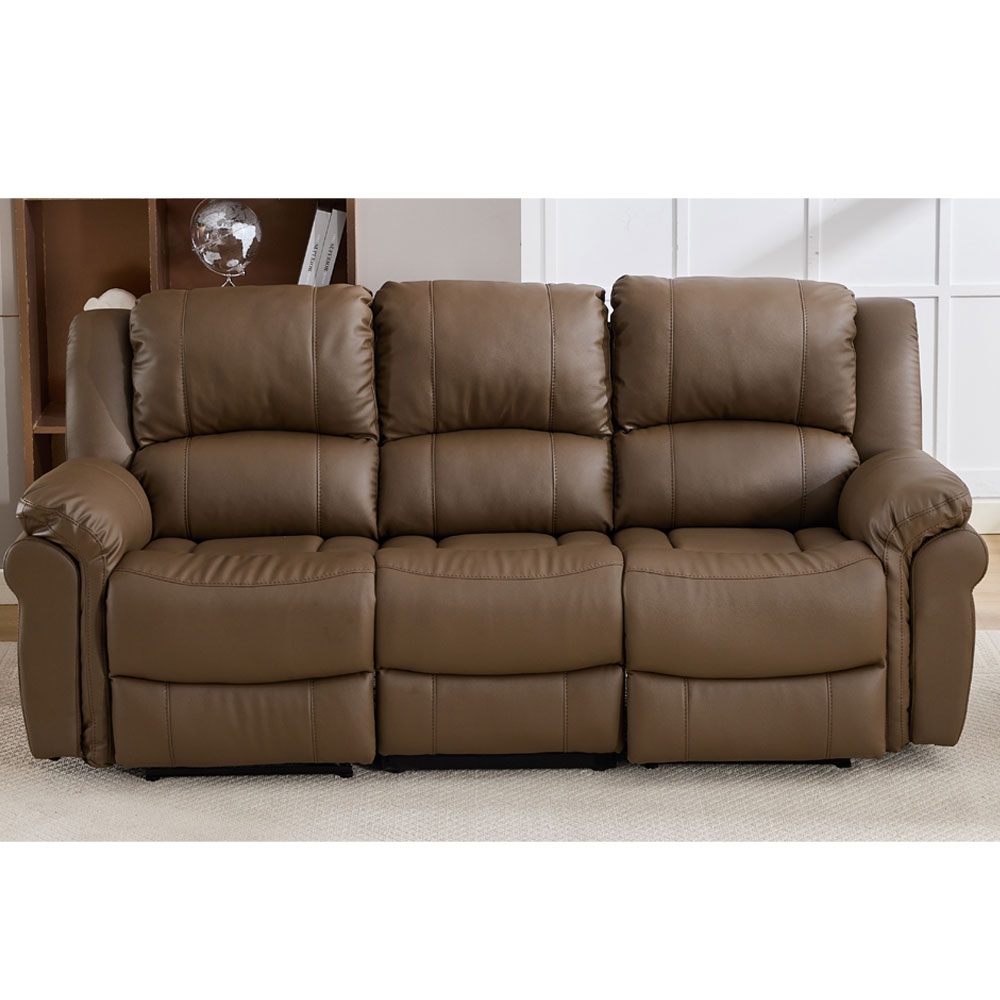 Jivaro Plush PU Electric Recliner Sofa Suite in Dark Truffle