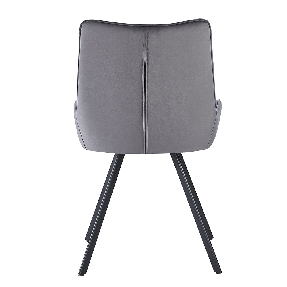 Jivon Light Grey Velvet Dining Chair with Black Legs in Pair