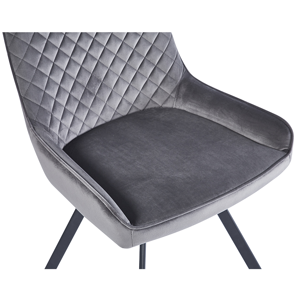 Jivon Light Grey Velvet Dining Chair with Black Legs in Pair
